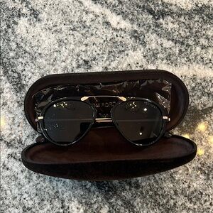 Tom Ford Black Aviator Sunglasses with Case